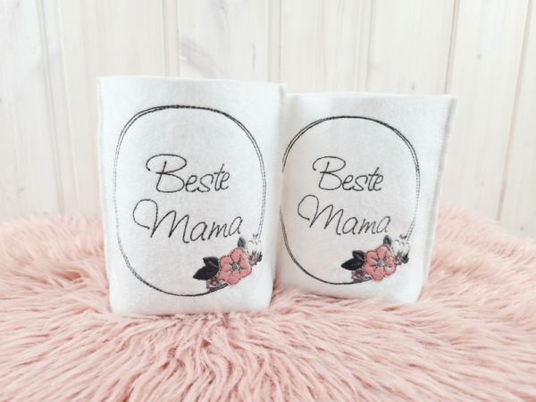 Button Blumen Ranke Beste Mama Oma Muttertag - doodle Stickdatei